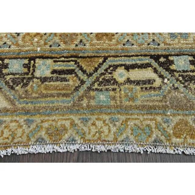Vintage Turkish Oushak Handmade Wool Cotton Orange Runner Rug 100x358