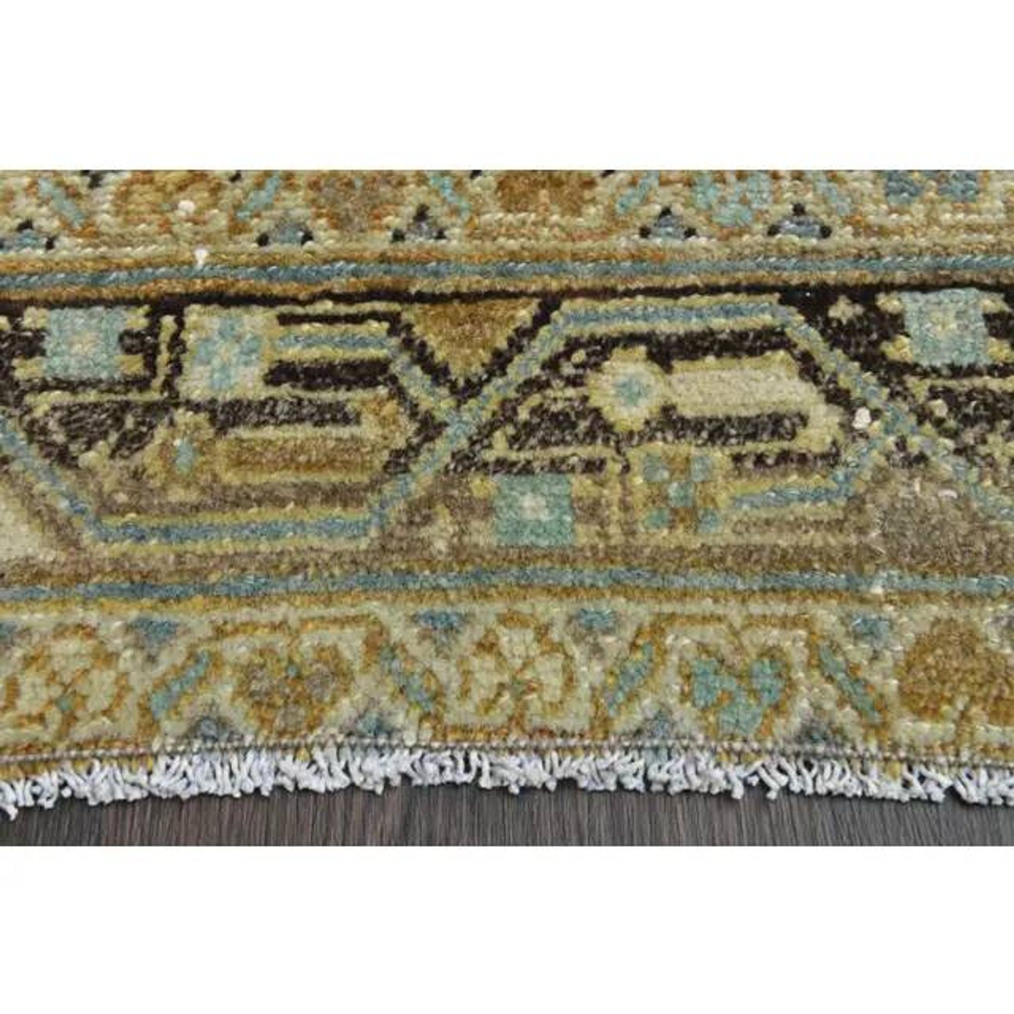 Tapis de couloir vintage turc Oushak fait main en laine et coton orange