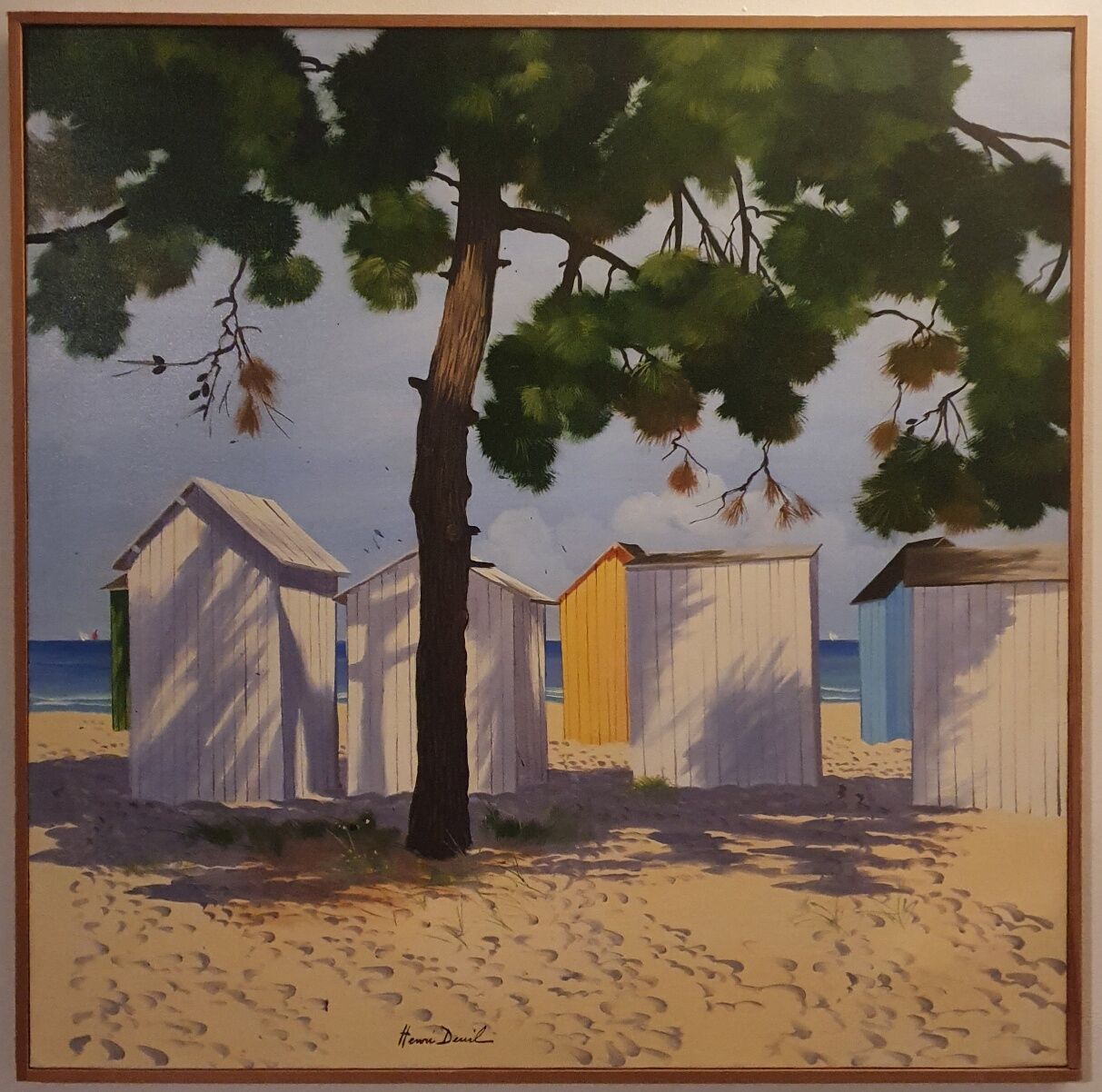 Tableau A l'ombre des pins à Oléron Henri Deuil 2002
