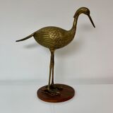 Sculpture subject vintage heron bird in brass