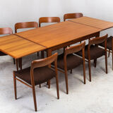 Danish extendable table teak No. 254 by Niels Otto Møller for JL Møllers, 1960s