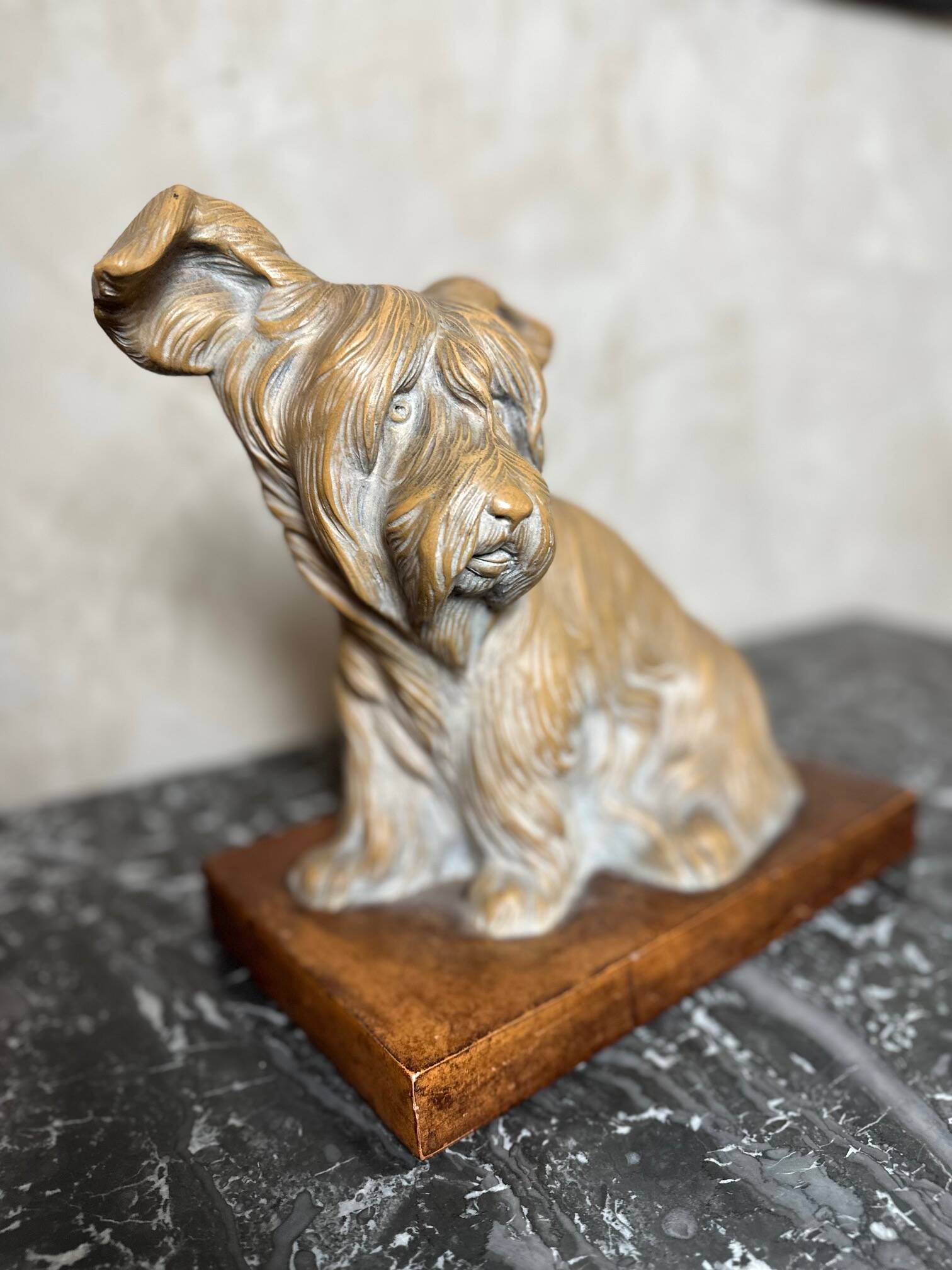 Terracotta dog signed R. Pollin
