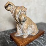 Terracotta dog signed R. Pollin