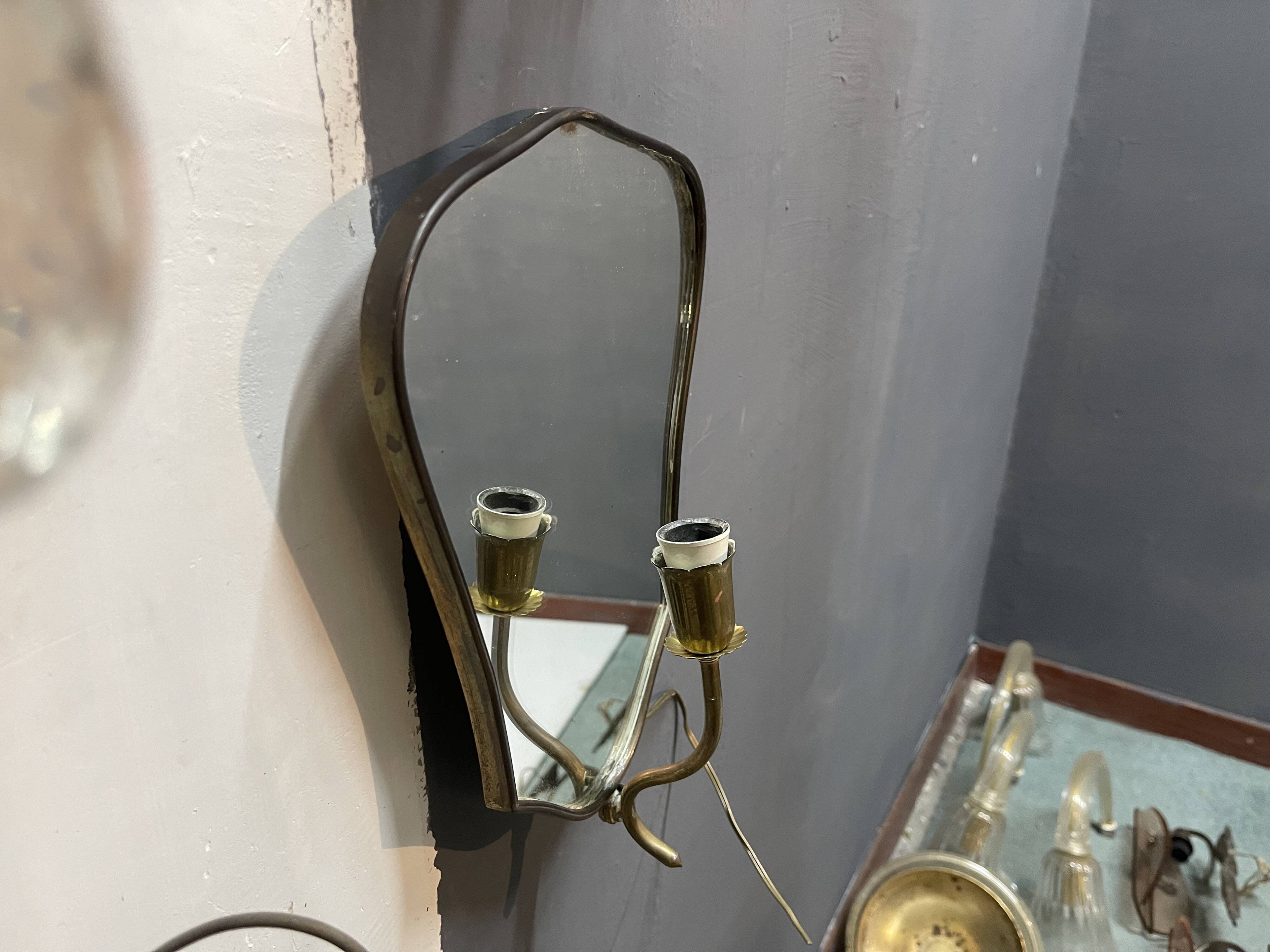 Art Deco Brass Mirrored Sconces Set of 2 1950’s