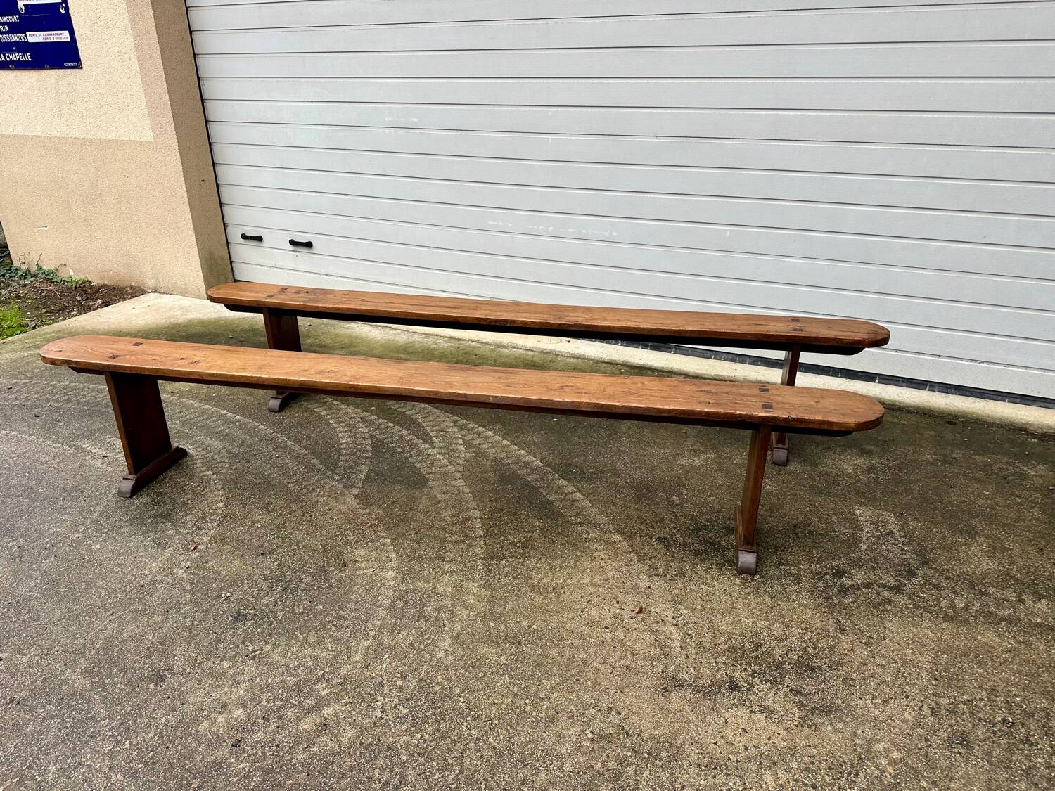 Pair of solid elm benches