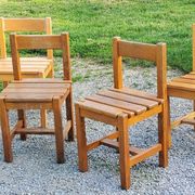 Set of 4 70s brutalist oak chairs
