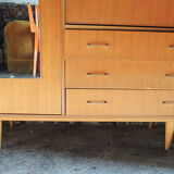 Old wardrobe-secretary in light solid wood