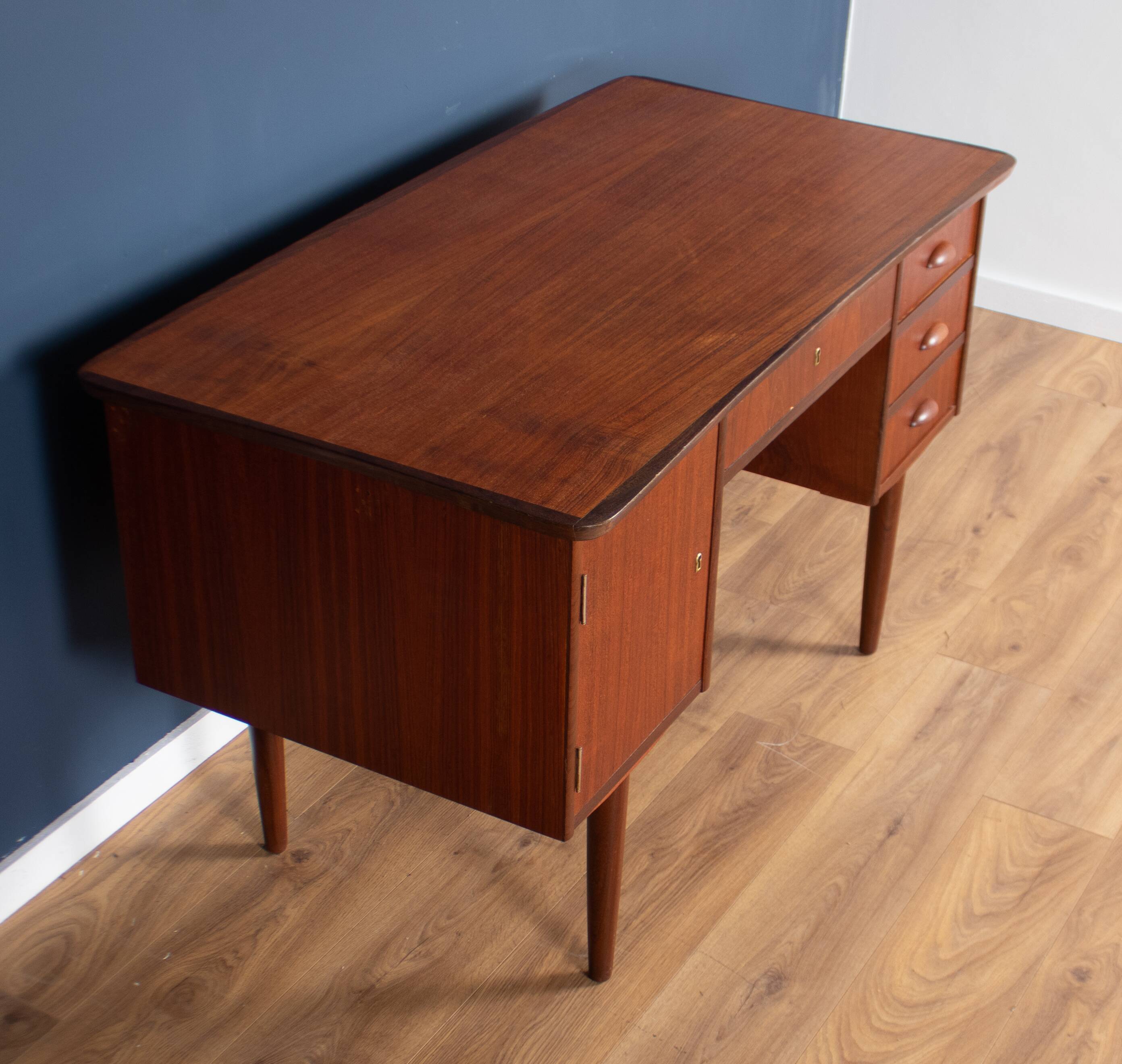 Teak 1960s Danish mid century desk made in Denmark