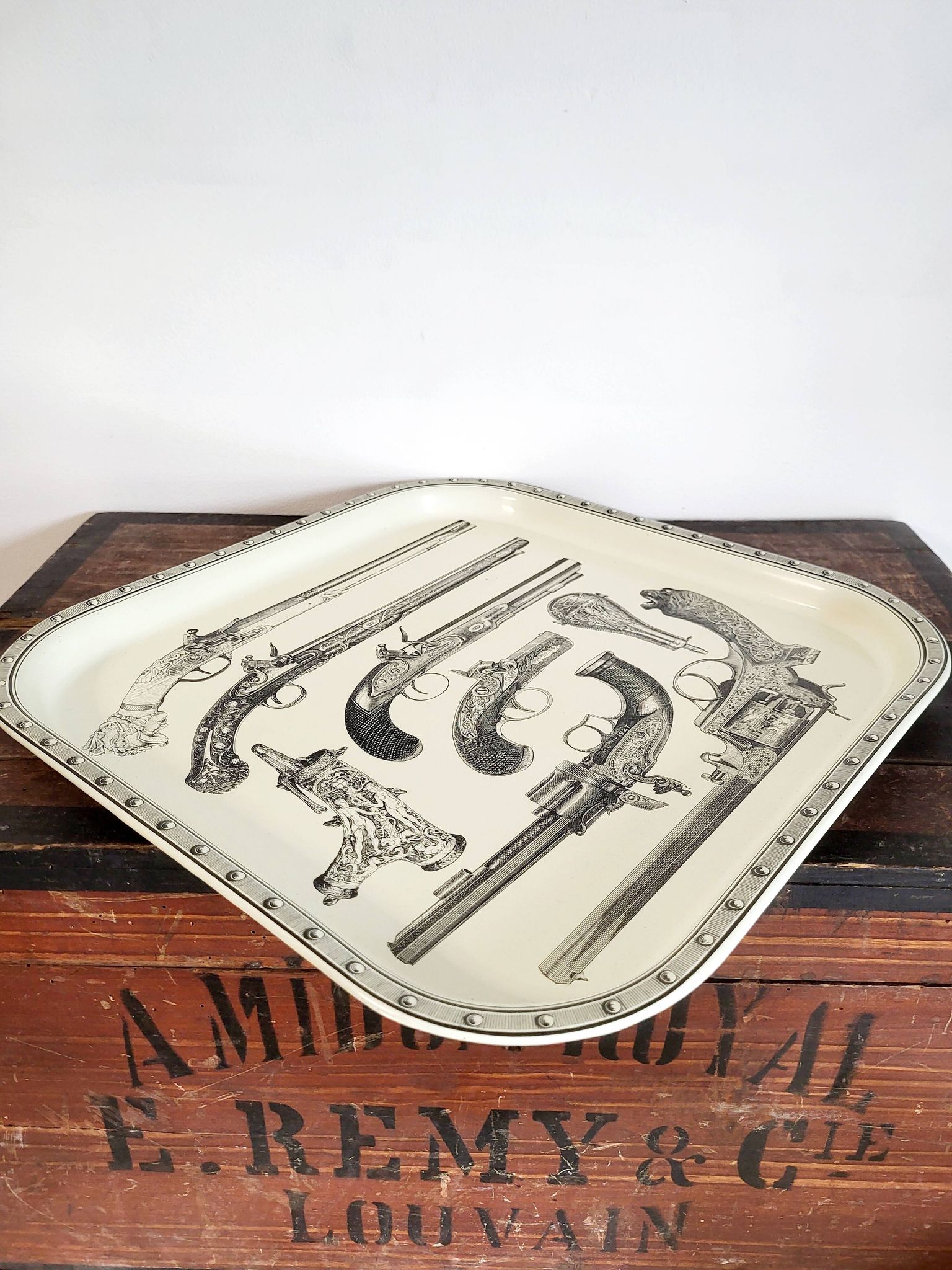 Plateau de service en métal, Piero Fornasetti, Italie, 1960