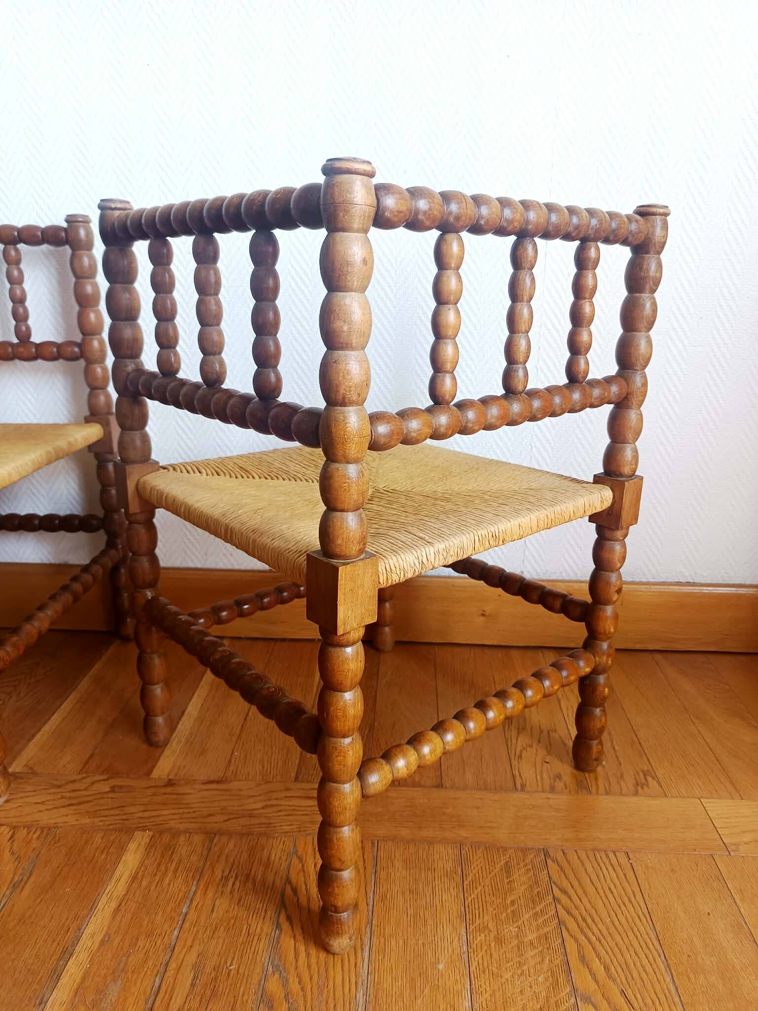 Paire de chaises bobin dites "coin de feu", Hollande