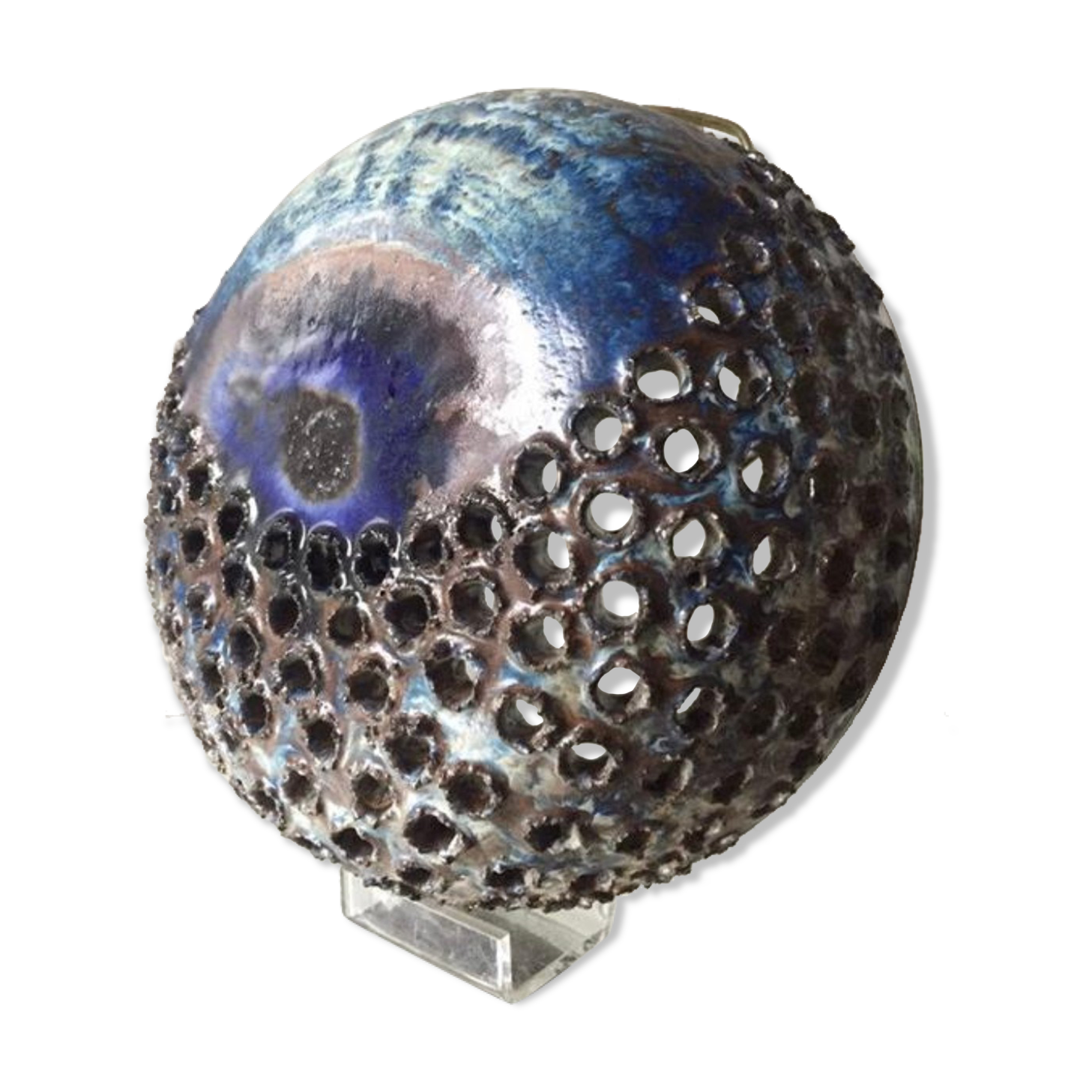 Danish ceramic stoneware 1974 wall light  signed studio