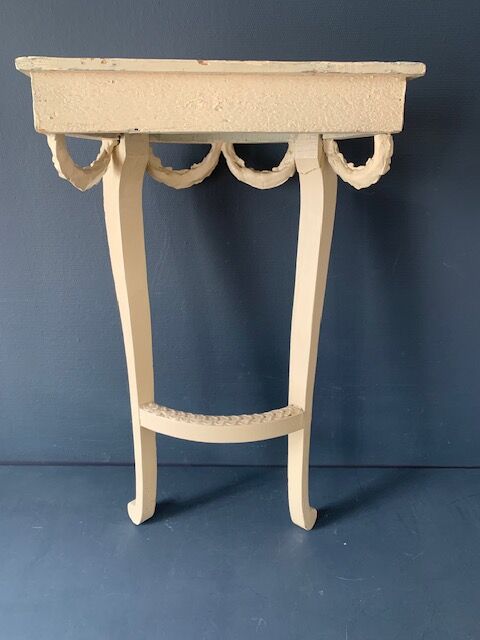 Old wooden console, half moon, Louis XVI style, early twentieth century