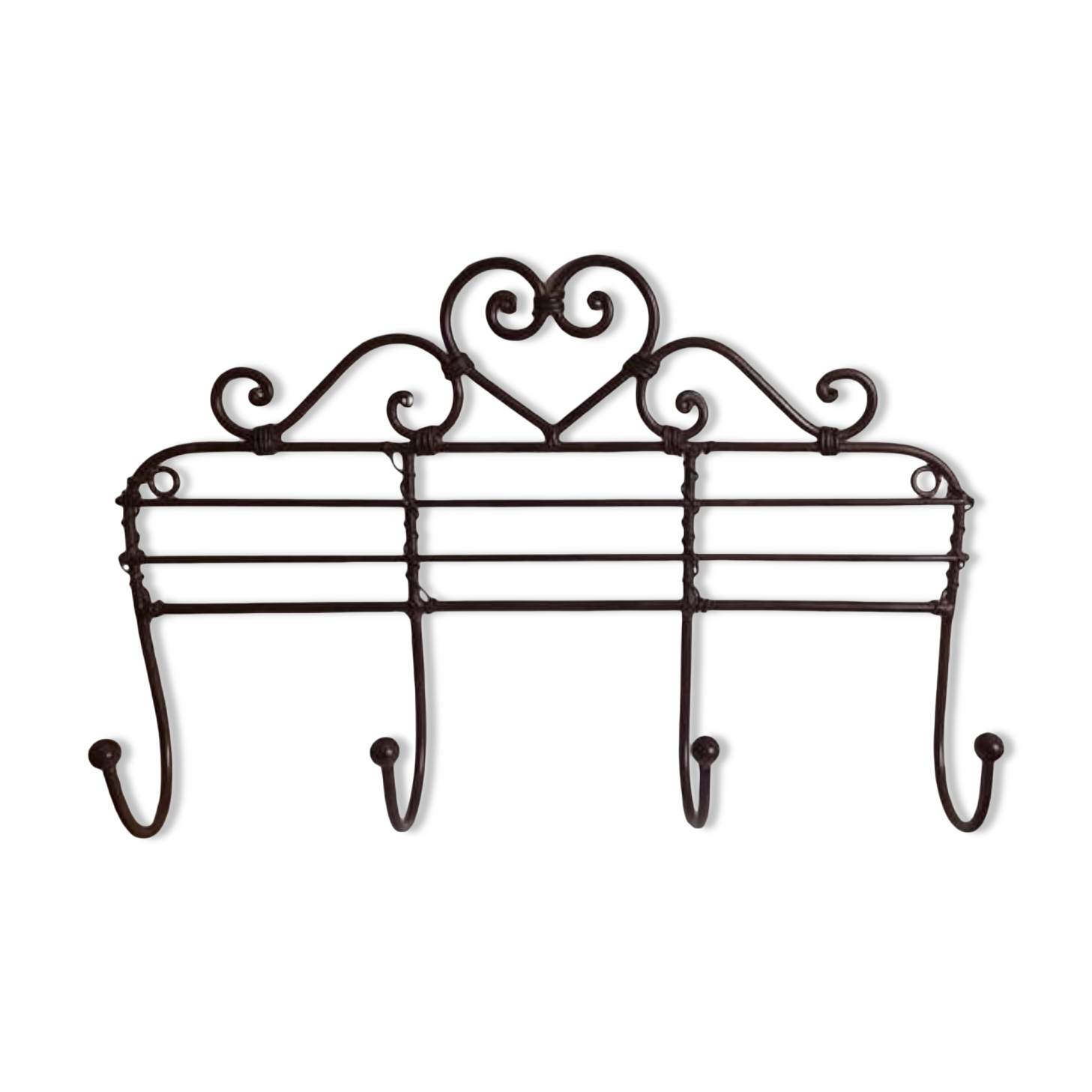 Brown metal wall coat rack