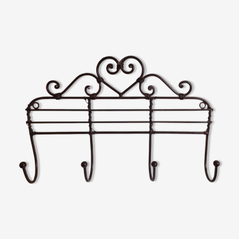 Brown metal wall coat rack