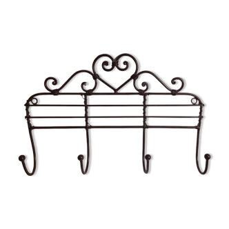 Brown metal wall coat rack