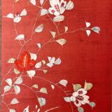 Paravent 4 panneaux japon XIXem, broderie soie oiseau