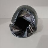 Signed enameled vase with asymmetrical free form