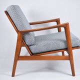 Fauteuil scandinave original Stefan, entièrement restauré, icône des années 1960, pied de poule