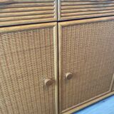 Enfilade en frêne et rotin