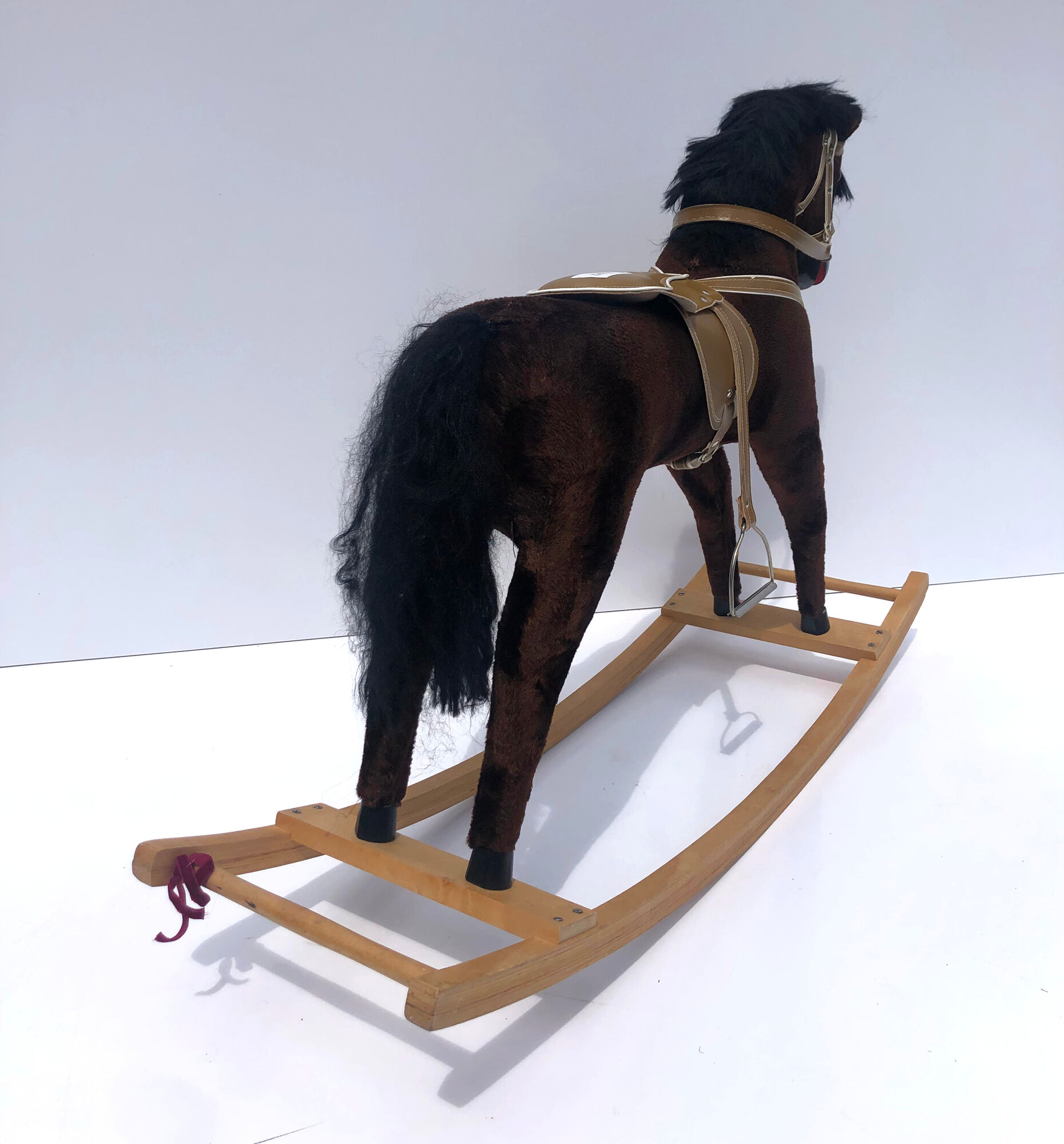 Vintage Mid-Century Wooden Rocking Horse Circa 1960s, Stuffed With Straw
