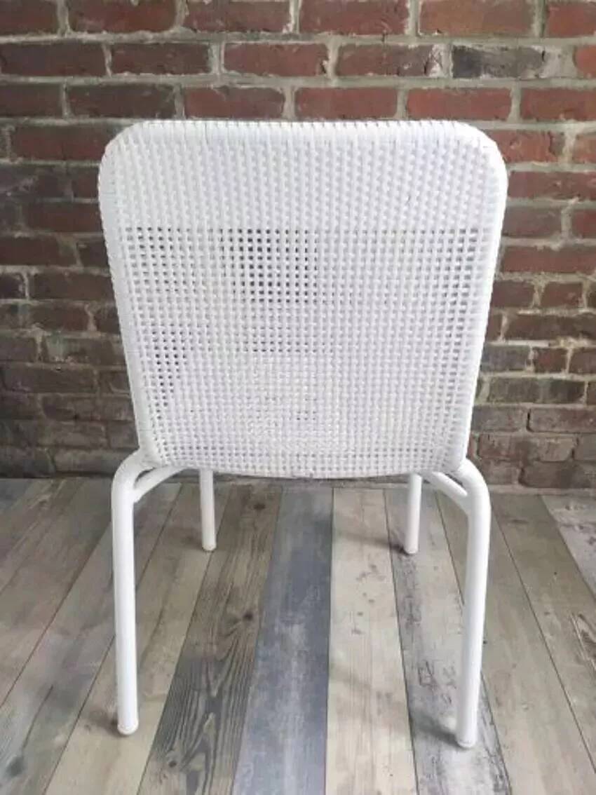 White woven resin garden chair