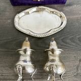 Vintage Salt and Pepper Shaker Set on Tray
