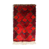 Vintage Swedish Red High Pile Rya Rug