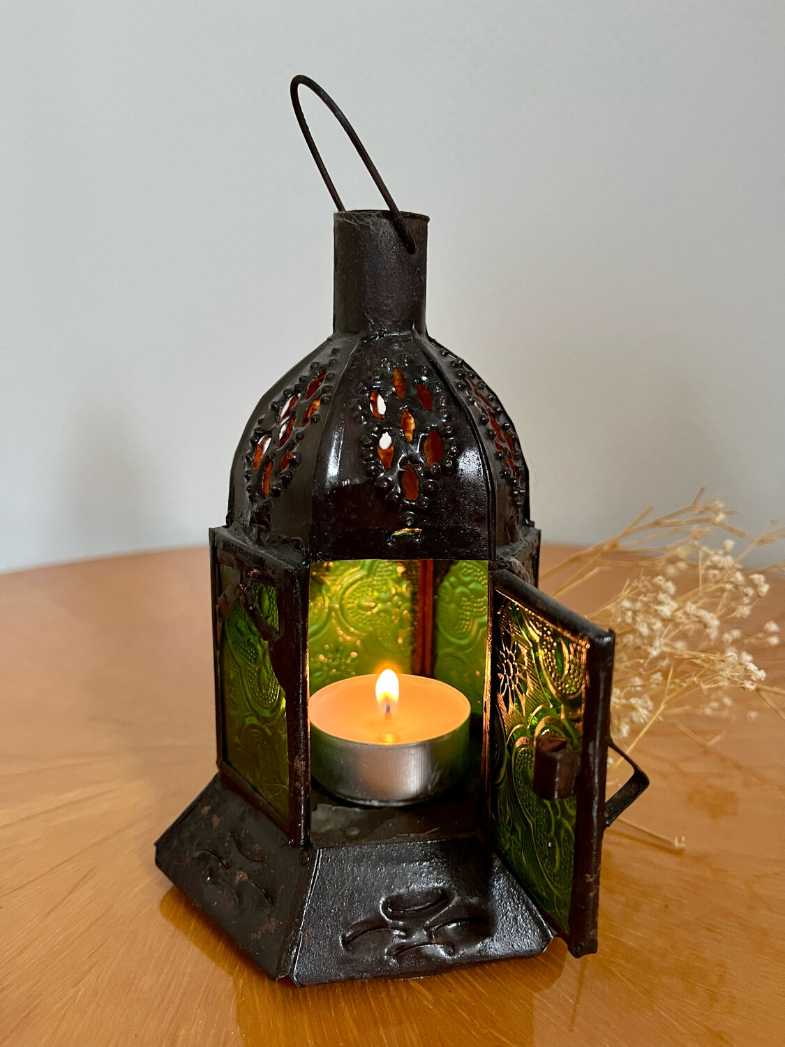 Pair of vintage Moroccan lantern tealight holders