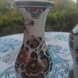 hand made Delft polychrome vase set