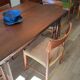 Chaise scandinave en teck « Alfhild » – Velours côtelé miel