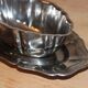 Antique silver-plated sauce boat with sauce spoon – Attached tray in Louis XV style