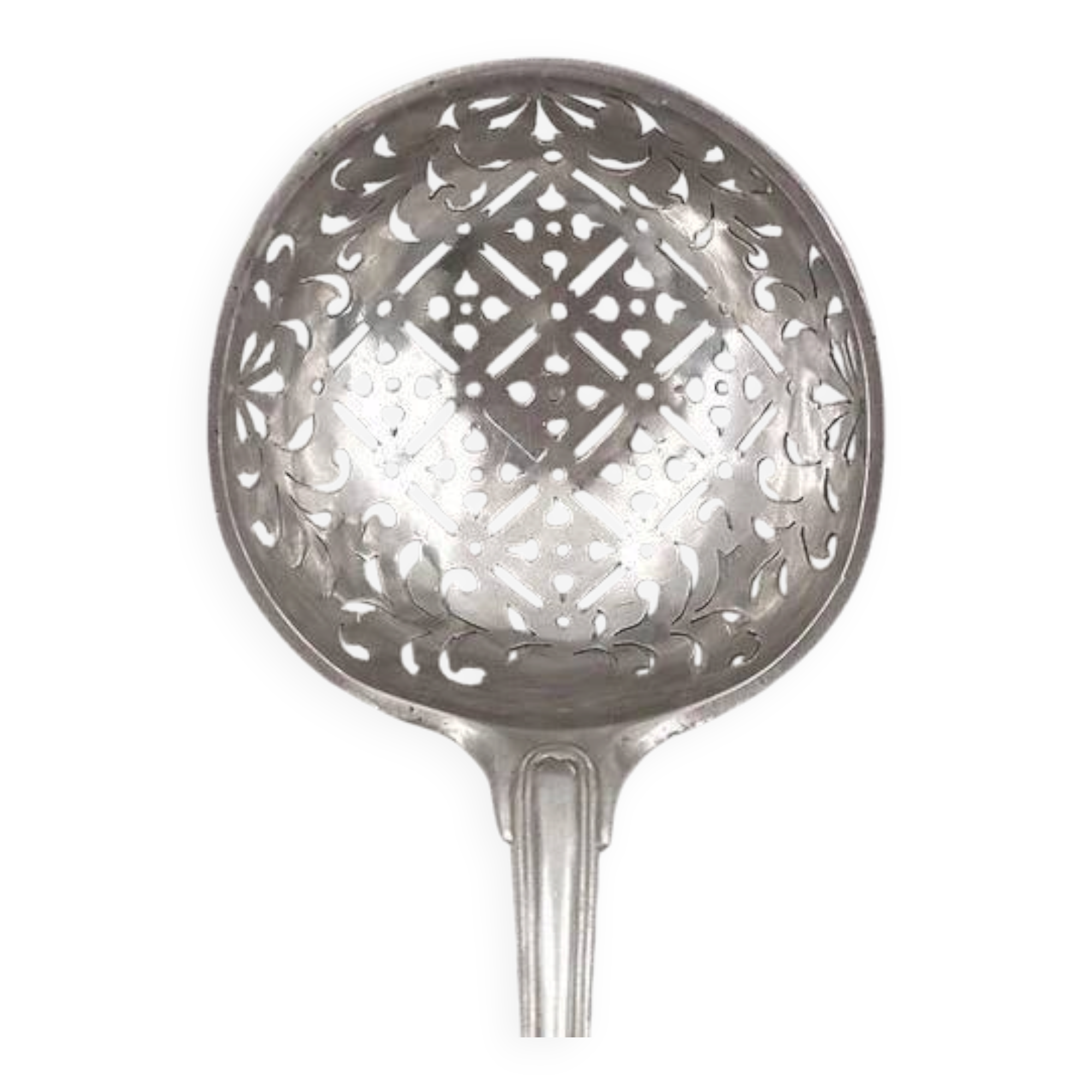 Silver sugar sifter from the 18th century, 23 cm, shell pattern, 106 g.