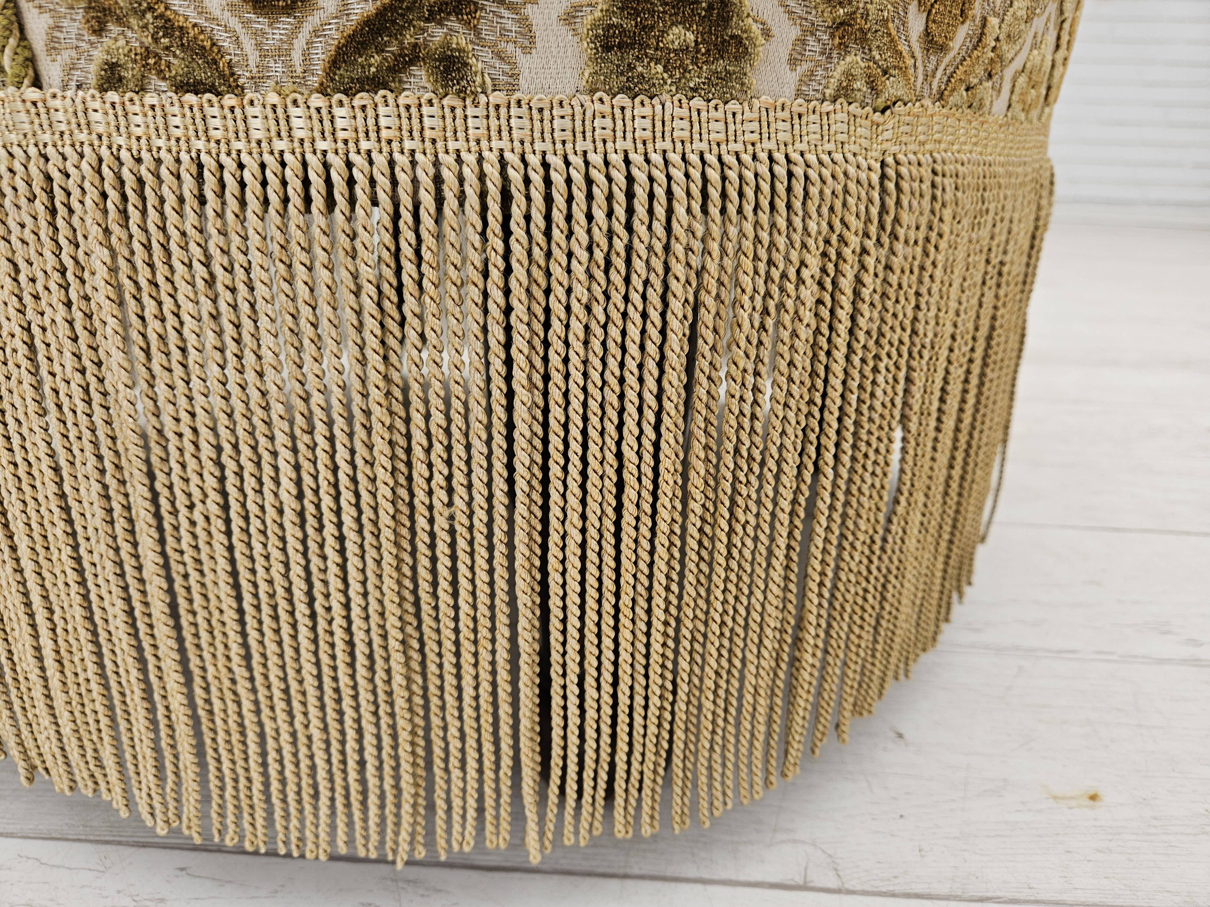 1950s, Danish lounge chair, furniture velour, ash wood legs.