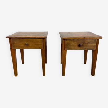 Pair of old country style bedside tables