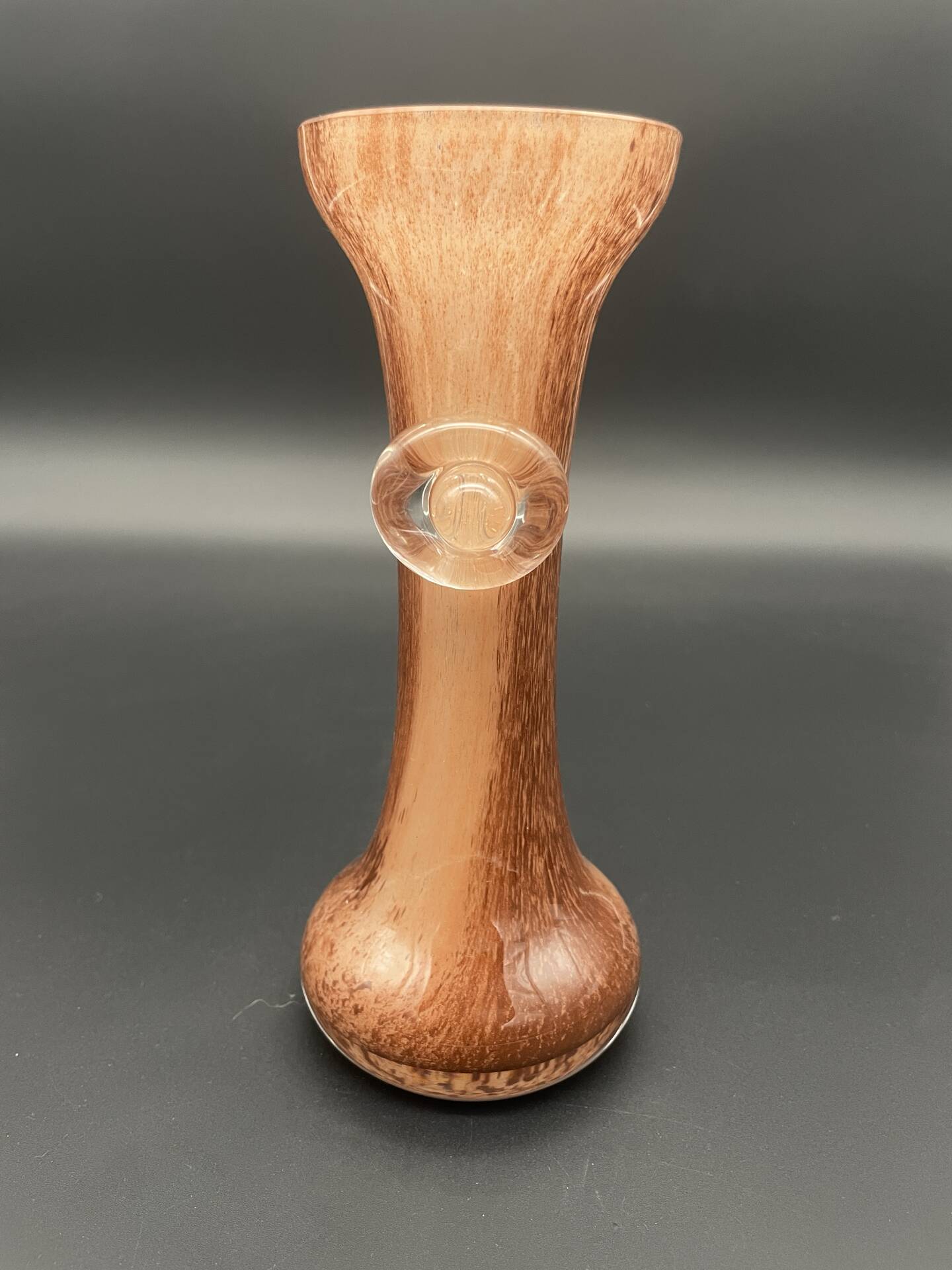Vintage blown glass soliflore vase with applied decoration.