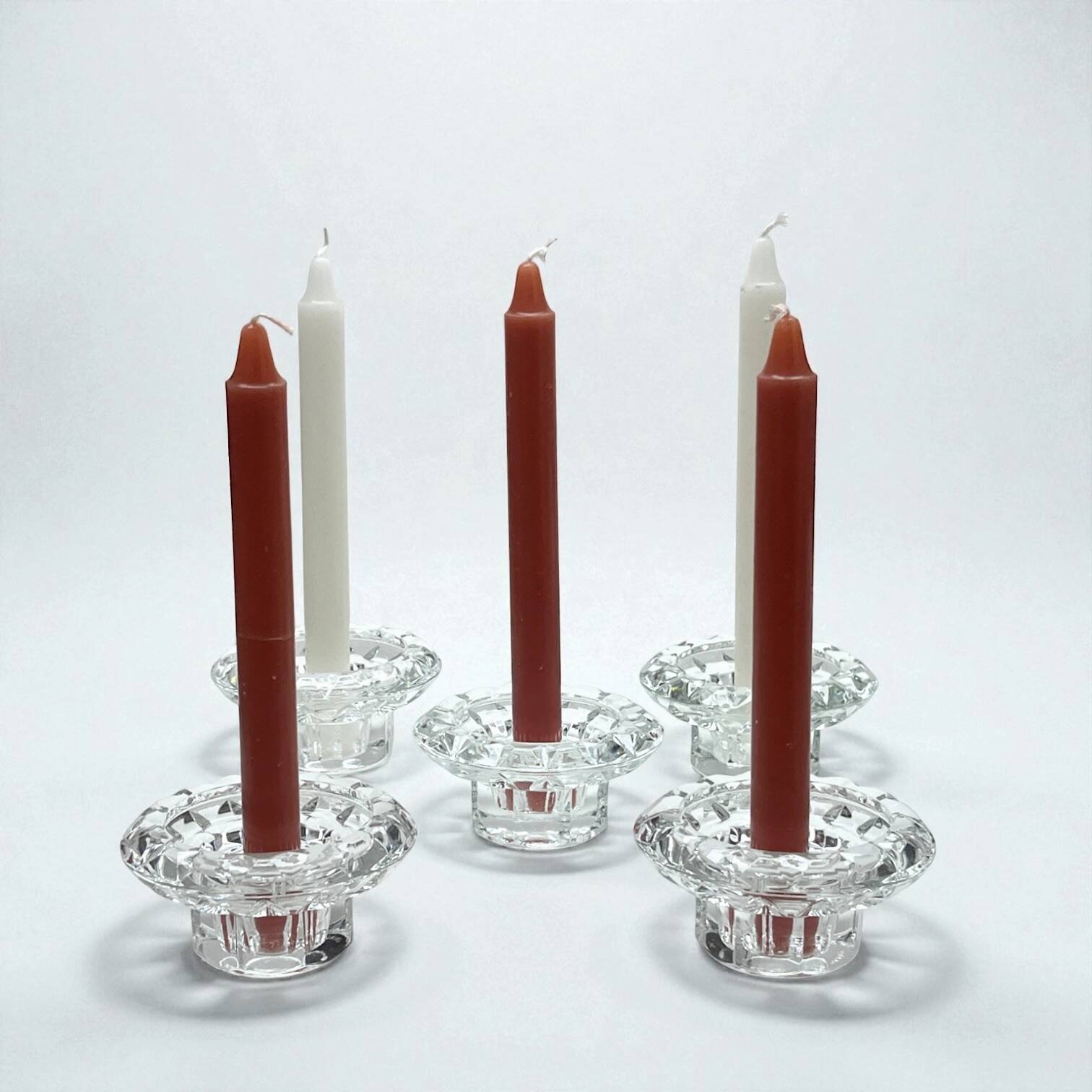Vintage Art Deco candlestick in transparent moulded crystal glass
