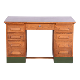 Restored Art Deco Solid Oak Writing Desk Made in the 1930s, Czechia