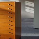 Oregon Pine Chest of Drawers with Brass Handles, 1970s