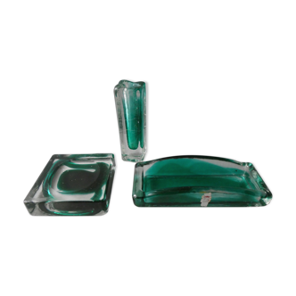 Two-layer glass desk set, 80s