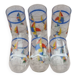 set of 6 large orangeade glasses juice glasses boats seaside