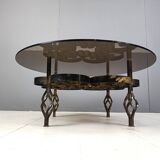 Table basse brutaliste en fer forgé des années 1970