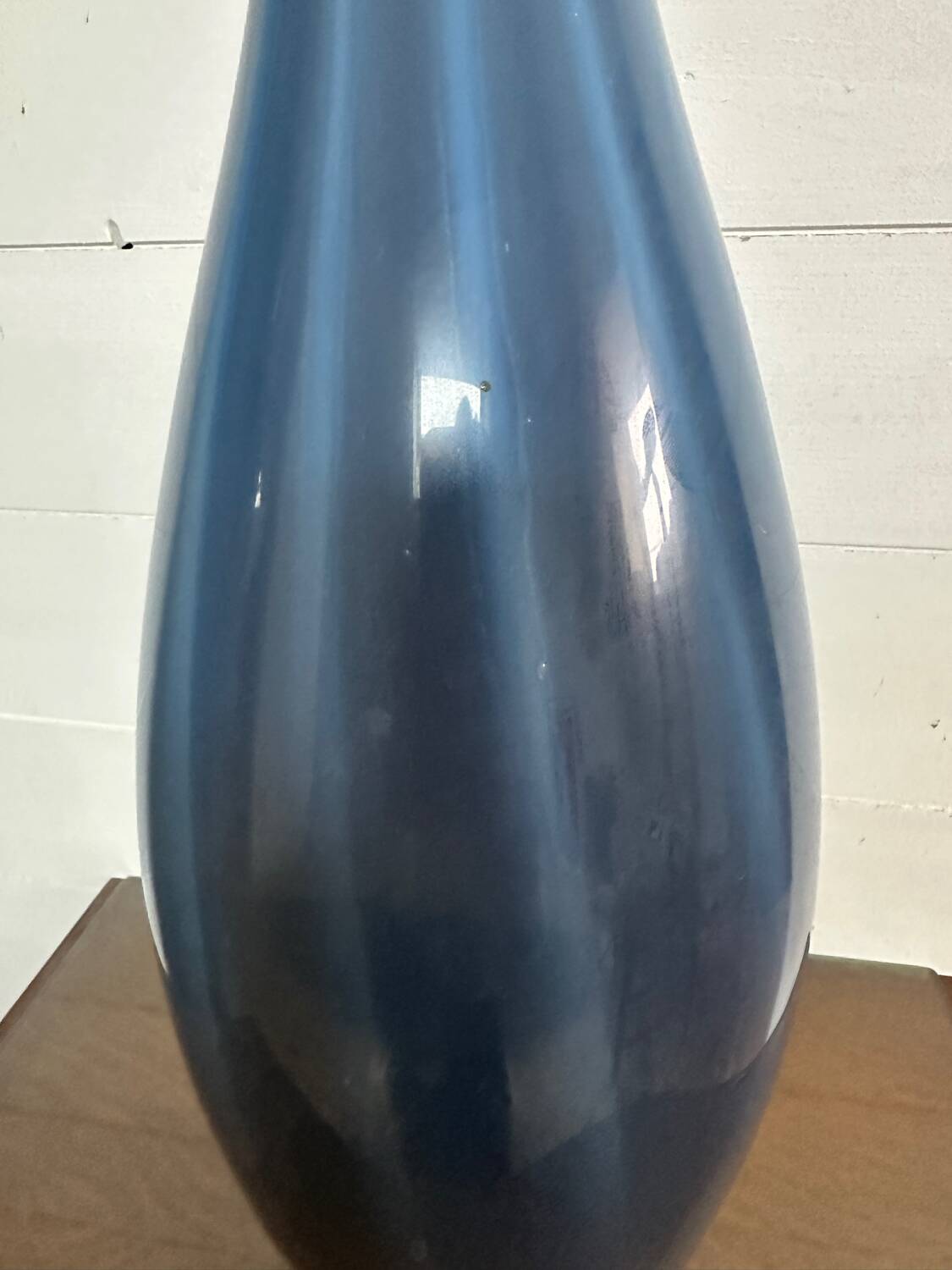 Large blue glass vase