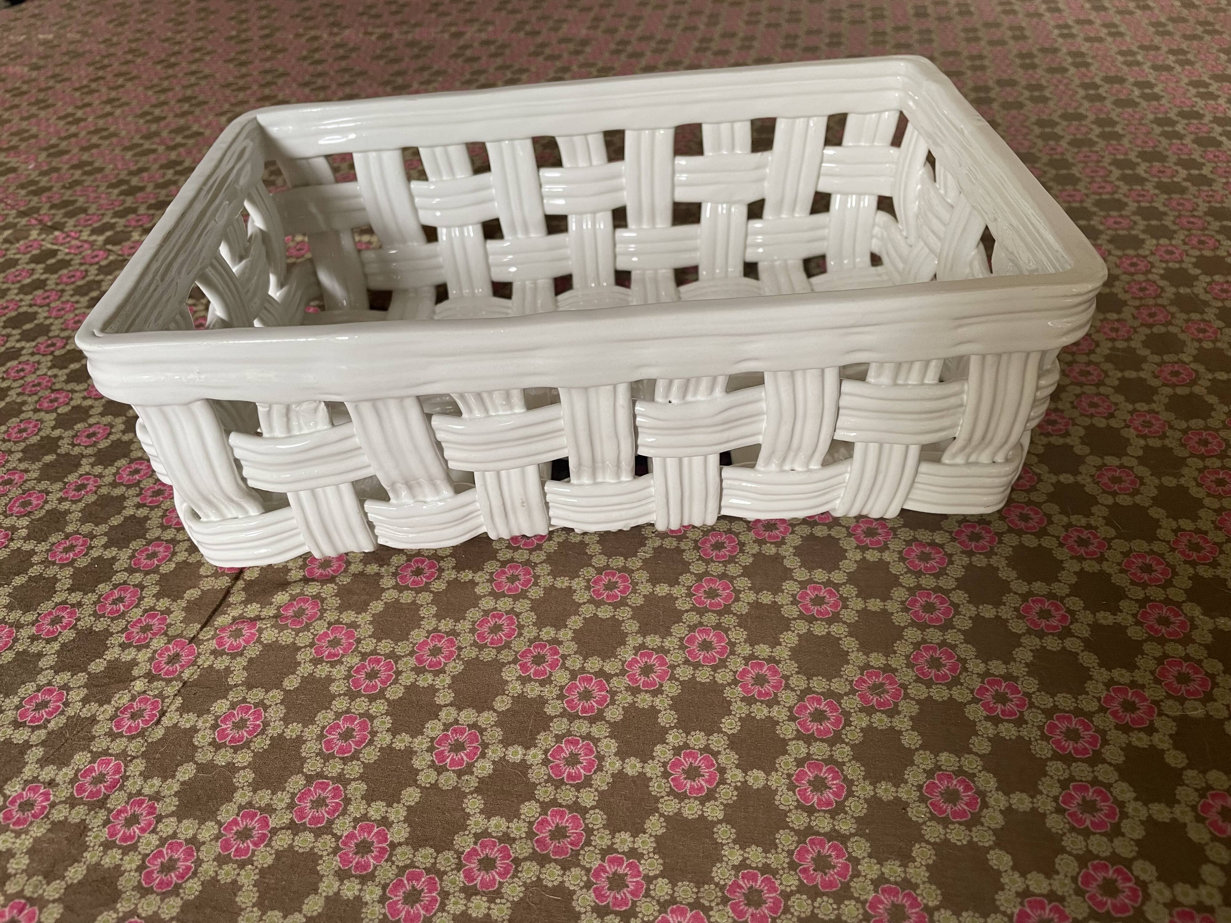 White ceramic basket