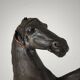 Early 20th Century Antique Leather Horse Sculpture with Glass Eyes