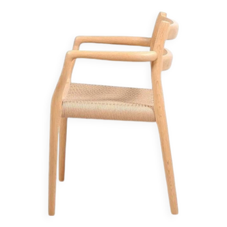 6 Niels Moller Oak Armchair „Model 67“ with Papercord