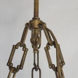 Art Deco pendant light in gilded brass and Clichy glass