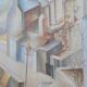 1950s Cubist Painting St Ives E Kahnii Oil on Canvas Sunday Morning