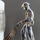 Rare Art Deco "Fire Soldier" Chromed Bronze Lamp, Poland, 1950-60