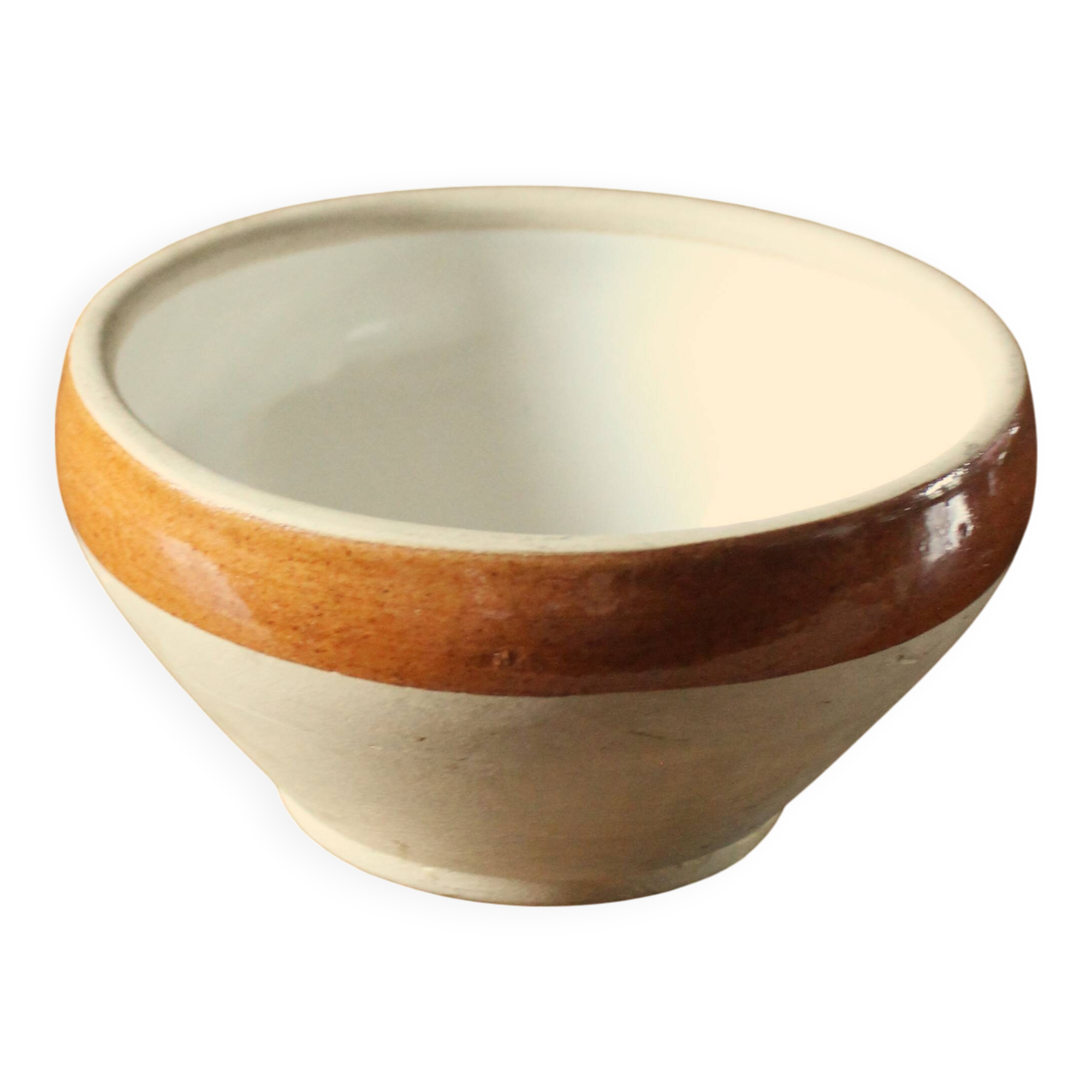 Small vintage two-tone stoneware salad bowl