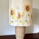 Large sunflower lamp signed silk and rattan 1970